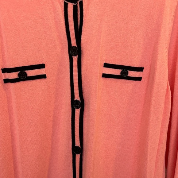 Lagerfeld Pink Cardigan Dress peach/pink with Black Trim - Picture 3 of 4